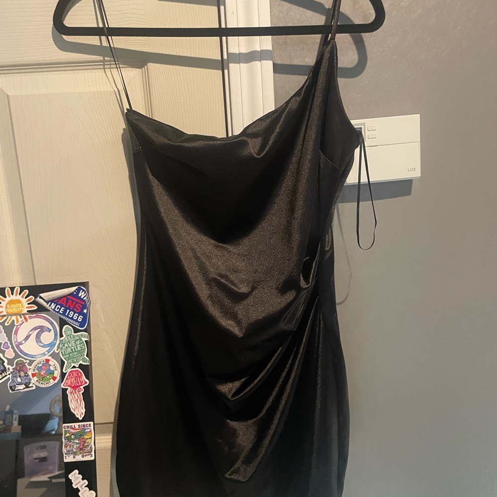 Elegant Black Satin Dress